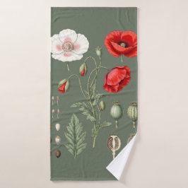 Botanische illustratie bloemkunst. badhanddoek