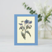 Botanische illustratie "borage" briefkaart (Staand voorkant)