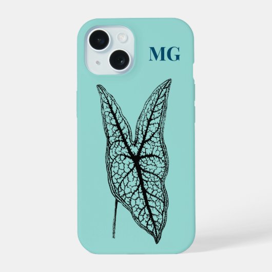 Botanische Illustratie Caladium Belleymel iPhone 15 Case (Achterkant)