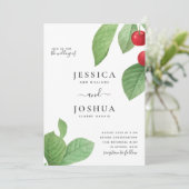  botanische illustratie Cherries Wedding Kaart (Staand voorkant)