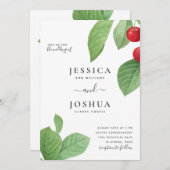  botanische illustratie Cherries Wedding Kaart (Voorkant / Achterkant)
