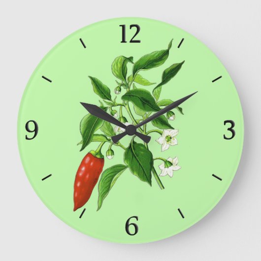 botanische illustratie, Chili Pepper Grote Klok (Voorkant)