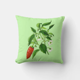 botanische illustratie, Chili Pepper Kussen