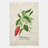  botanische illustratie, Chili Pepper Theedoek (Verticaal)