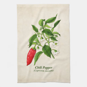  botanische illustratie, Chili Pepper Theedoek