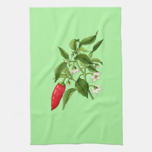 botanische illustratie, Chili Pepper Theedoek