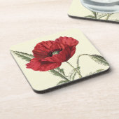 Botanische illustratie "Common Poppy" Bier Onderzetter (Linkerzijde)