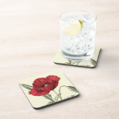 Botanische illustratie "Common Poppy" Bier Onderzetter (Rechterzijde)