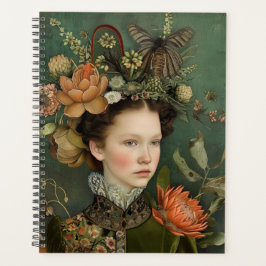 Botanische illustratie Dame en bloemen Planner