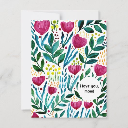 Botanische illustratie... ik hou van je moeder Moe Feestdagenkaart (Voorkant)