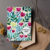 Botanische illustratie... ik hou van je moeder Moe Feestdagenkaart