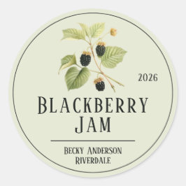 Botanische Illustratie Licht Groene Blackberry Jam Ronde Sticker