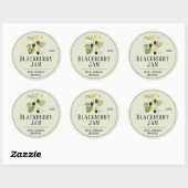 Botanische Illustratie Licht Groene Blackberry Jam Ronde Sticker (Vel)