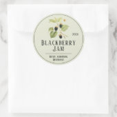 Botanische Illustratie Licht Groene Blackberry Jam Ronde Sticker (Tas)