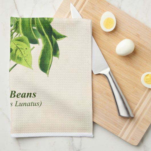 botanische illustratie, Lima Bean Vine Ki Theedoek (Quarter Fold)