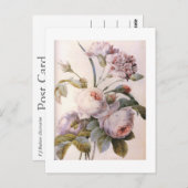 botanische illustratie, roze roze roze roos briefkaart (Voorkant / Achterkant)