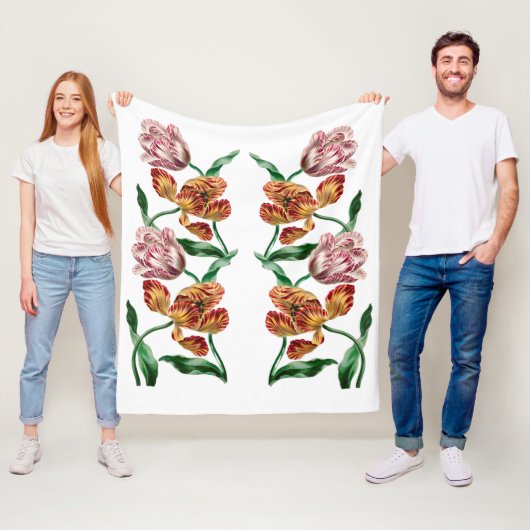 Botanische illustratie Tulp Fleece Deken (In situ)