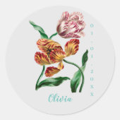 Botanische illustratie Tulp Ronde Sticker (Voorkant)
