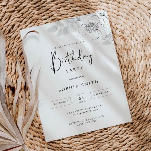 Botanische illustratie uitnodiging van de Birthday