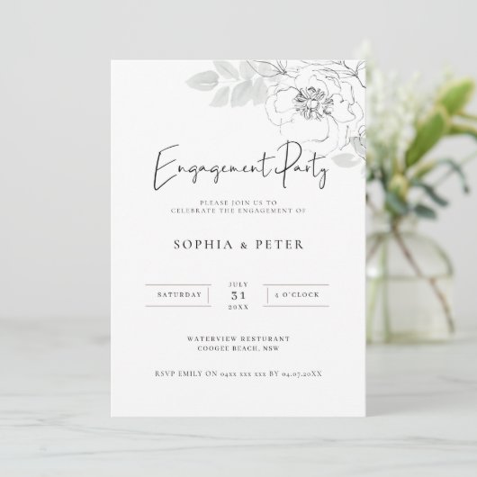 Botanische illustratie Uitnodiging van de Partij v (Staand voorkant)