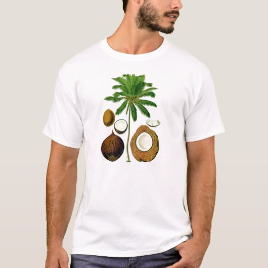 Botanische illustratie van de kokosnootboom t-shirt (Voorkant)