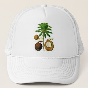 Botanische illustratie van de kokosnootboom trucker pet