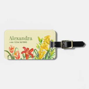 Botanische illustratie waterverf Spring Flowers Bagagelabel