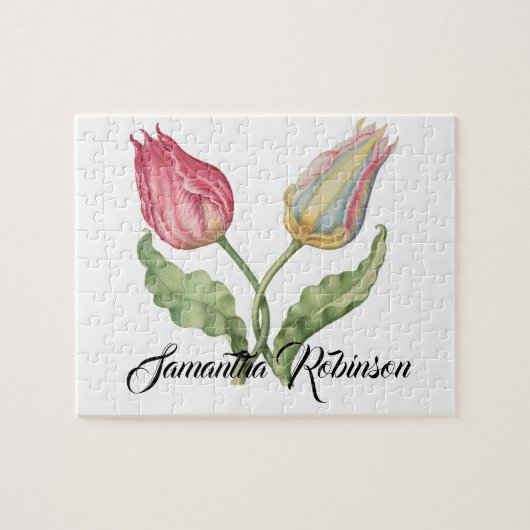 botanische illustratiebloem Tulip Legpuzzel (Horizontaal)