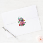  Botanische Illustraties Hollyhocks Ronde Sticker (Envelop)