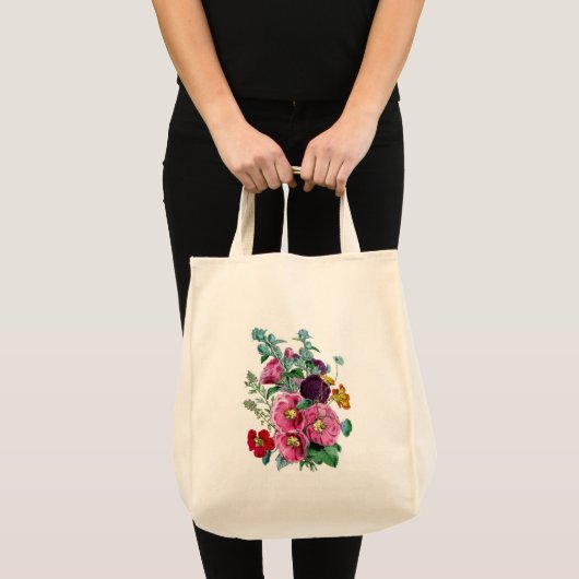  Botanische Illustraties Hollyhocks Tote Bag (Voorkant (product))