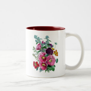 Botanische Illustraties Hollyhocks Tweekleurige Koffiemok