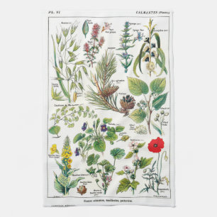 Botanische illustraties theedoek