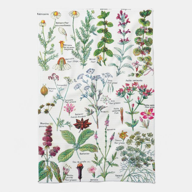  botanische illustraties theedoek (Verticaal)
