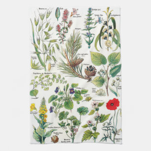  botanische illustraties theedoek