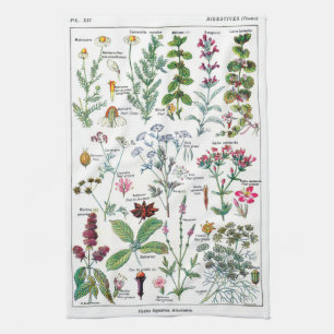 Botanische illustraties theedoek