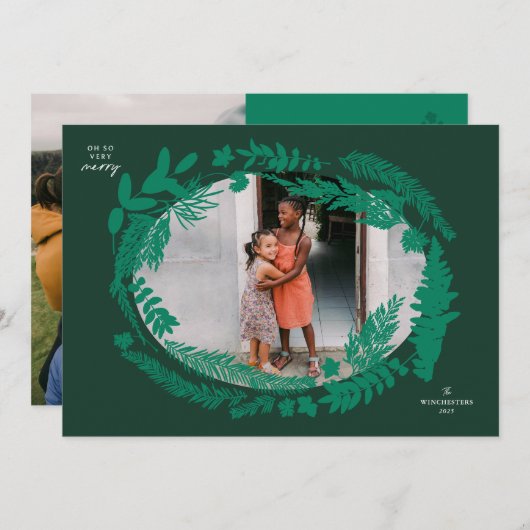 Botanische impressies Horizontaal Lijst Kerst Feestdagenkaart (Voorkant / Achterkant)