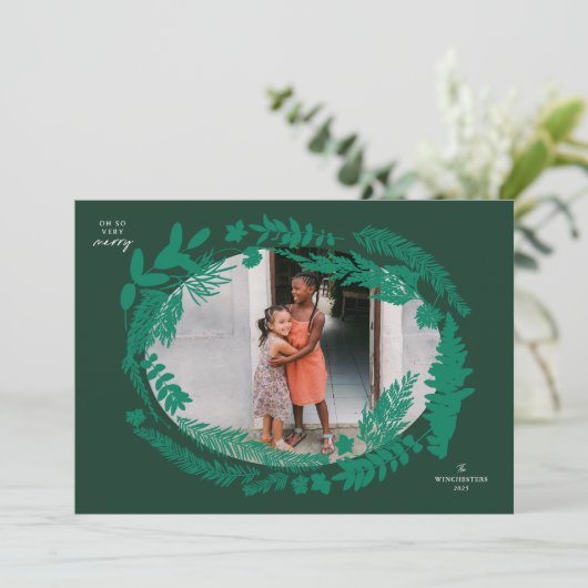 Botanische impressies Horizontaal Lijst Kerst Feestdagenkaart (Staand voorkant)