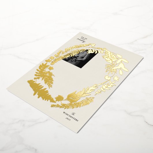 Botanische impressies Lijst Kerst Folie Feestdagenkaart (Gedraaid)