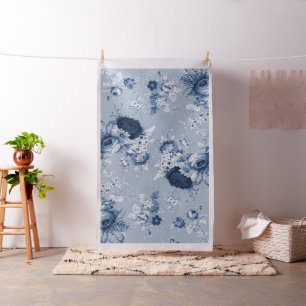  botanische indigoblauwpony Floral Toile Stof