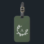 Botanische Initiaal Groen Bagagelabel<br><div class="desc">Met de hand getrokken krescerende poot van bladeren en lauweren omringt uw monogram of initiaal. De minimale florale illustratie is perfect voor een plattelands- of boerderijgevoel. Klik de aanpassingsknoop om de achtergrondkleur te veranderen of meer tekst toe te voegen.</div>