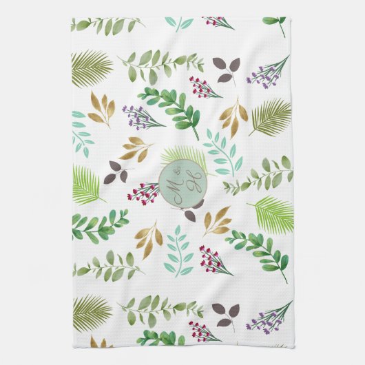 Botanische Initialen van het Koppel Keukenhanddoek (Verticaal)