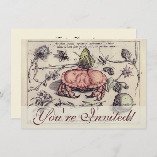 Botanische Insect Flower Illustration van krab Kaart (Voorkant / Achterkant)