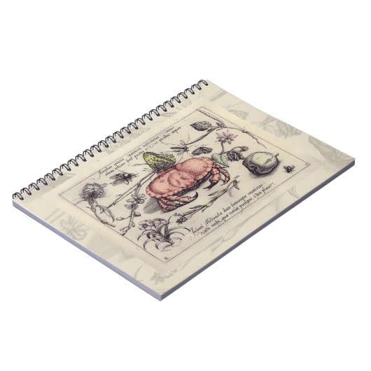 Botanische Insect Flower Illustration van krab Notitieboek (Linkerzijde)