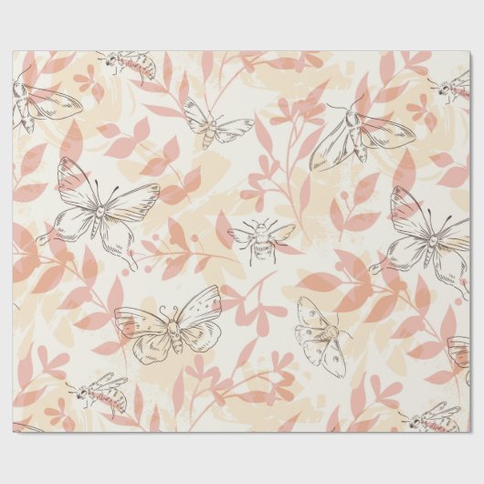  botanische insectentuin cadeaupapier (Vlak)