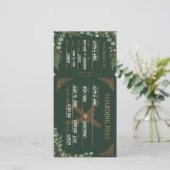 Botanische instapkaart bosgroen & koper save the date (Staand voorkant)