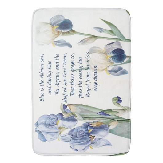Botanische Iris Floral Flowers Poem Bath Mat (Voorkant Verticaal)