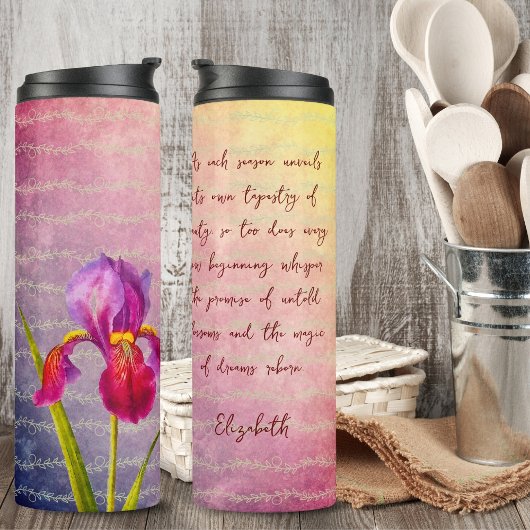 Botanische Iris Flower Violet Tones Thermosbeker