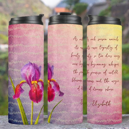  Botanische Iris Flower Violet Tones Thermosbeker