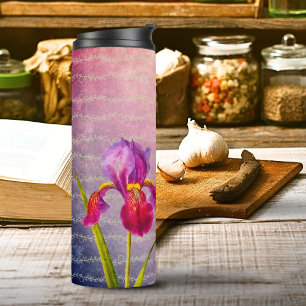 Botanische Iris Flower Violet Tones Thermosbeker