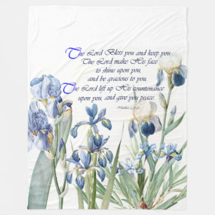 Botanische Iris Flowers Floral Bible Blessing Fleece Deken